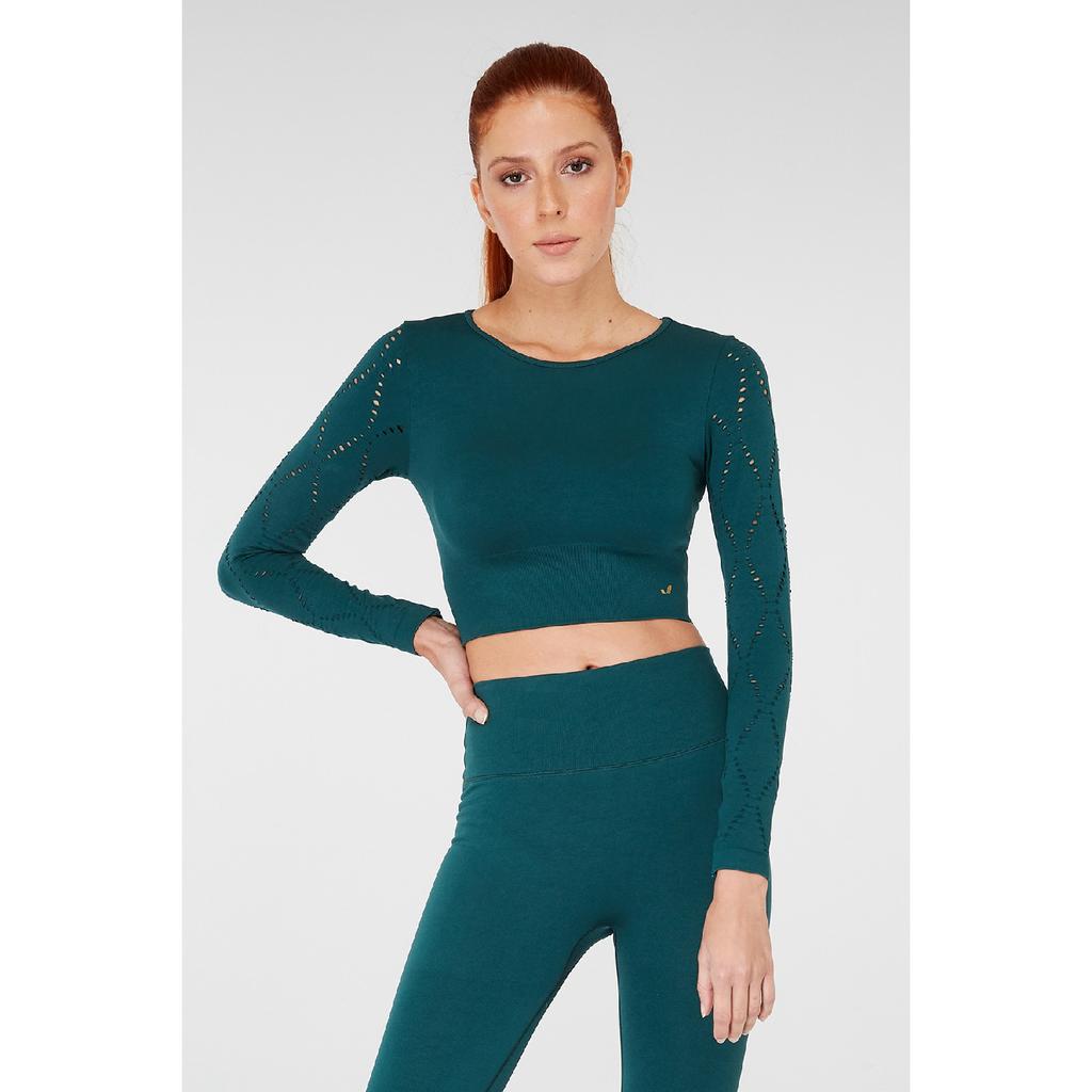 Укороченный топ с длинными рукавами Naples из эконила бордового цвета