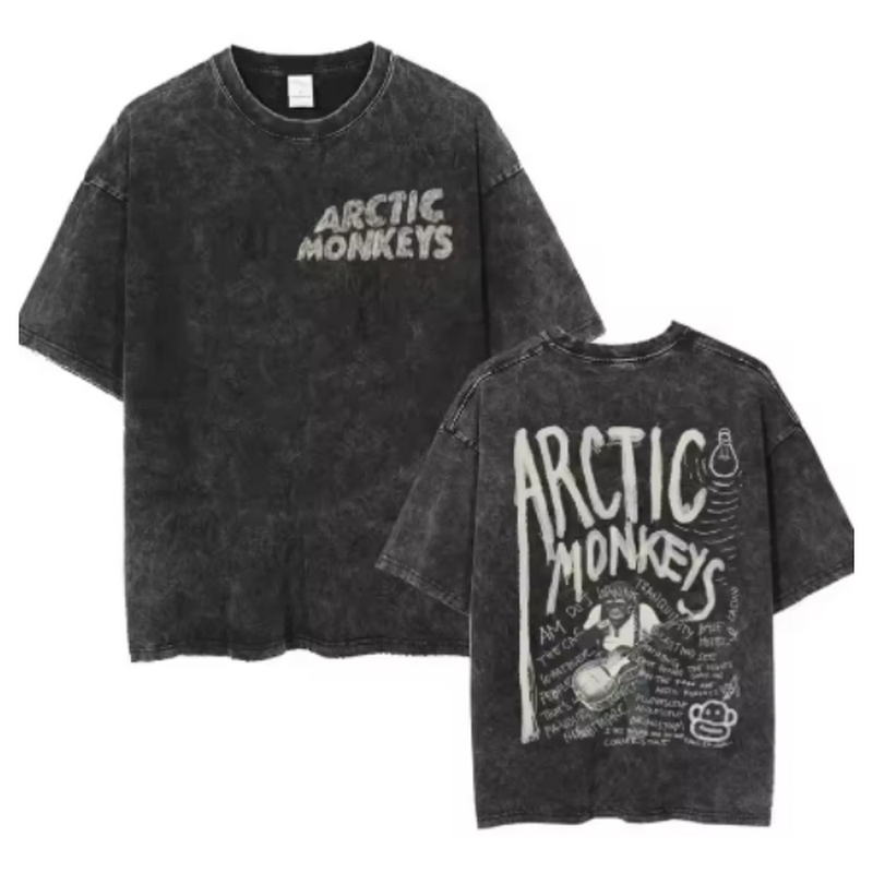 Y2k Hip Hop Streetwear Short Sleeve Tee Retro Arctic Monkeys Rock Album Graphic Vintage Oversized Shirt For Men