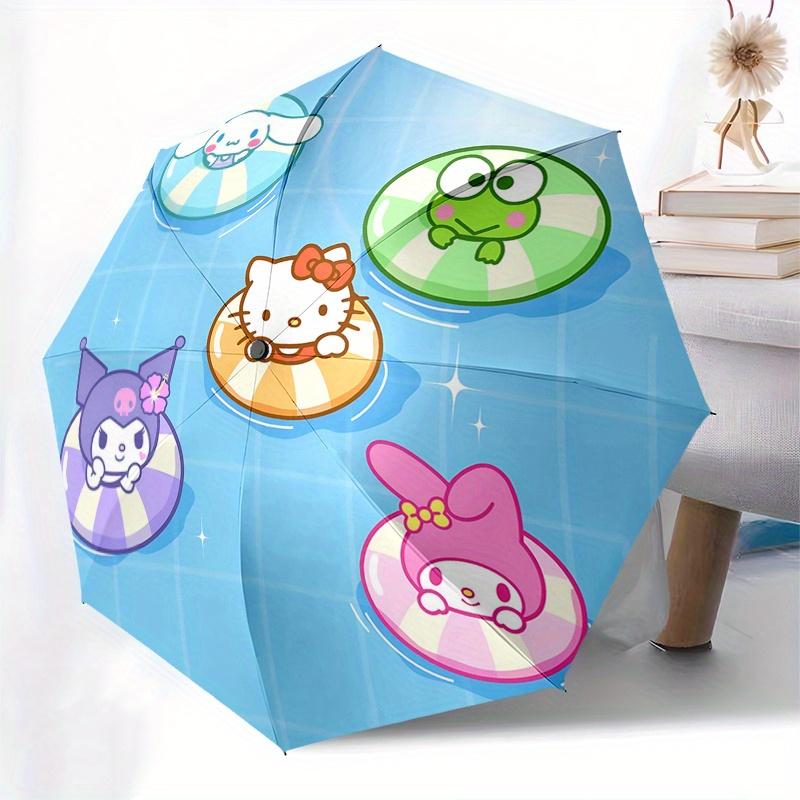 Sanrio Automatic Opening and Closing Parasol Compact Travel Umbrella with 8 Ribs for Women and Men Ideal Birthday/Christmas Gift, Outdoor Ac