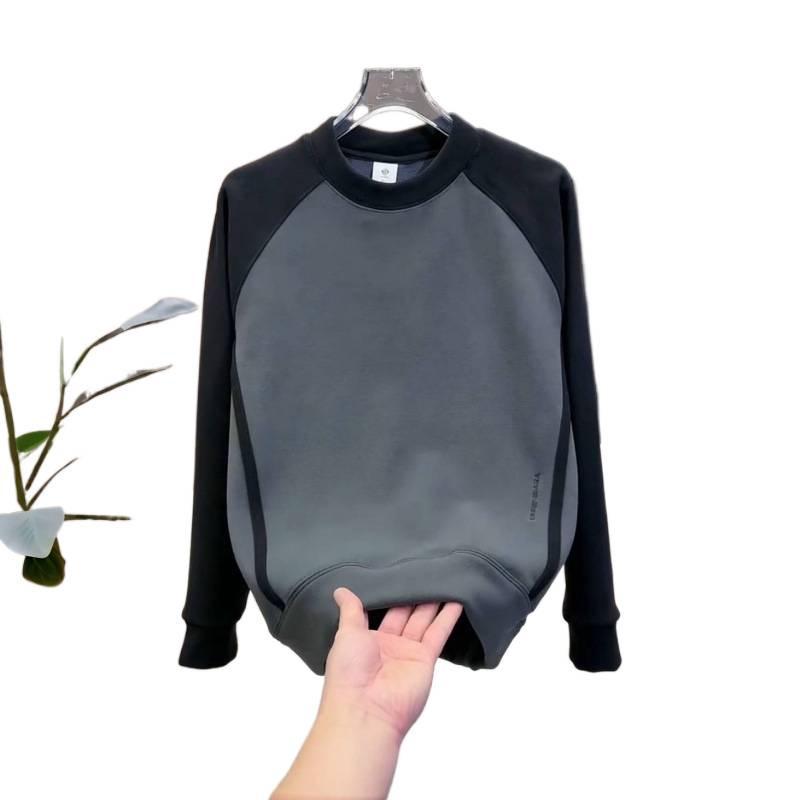 Men's Autumn Color Block Hoodie - Versatile, Trendy, Round Neck Streetwear Top