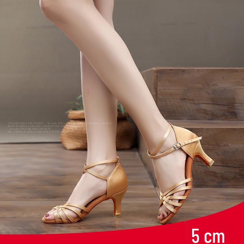Женские атласные туфли для латиноамериканских танцев на мягкой подошве - Средний каблук, идеально подходят для взрослых и молодежи для практики или для профессиональных стандартных стилей и ковбойских танцев.