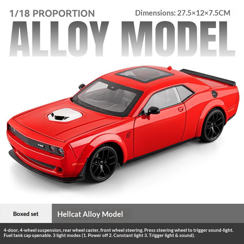 Металлическая литая модель автомобиля Hellcat в масштабе 1/18 с имитацией звука запуска, Коллекционное украшение, Подарок на день рождения для мальчиков