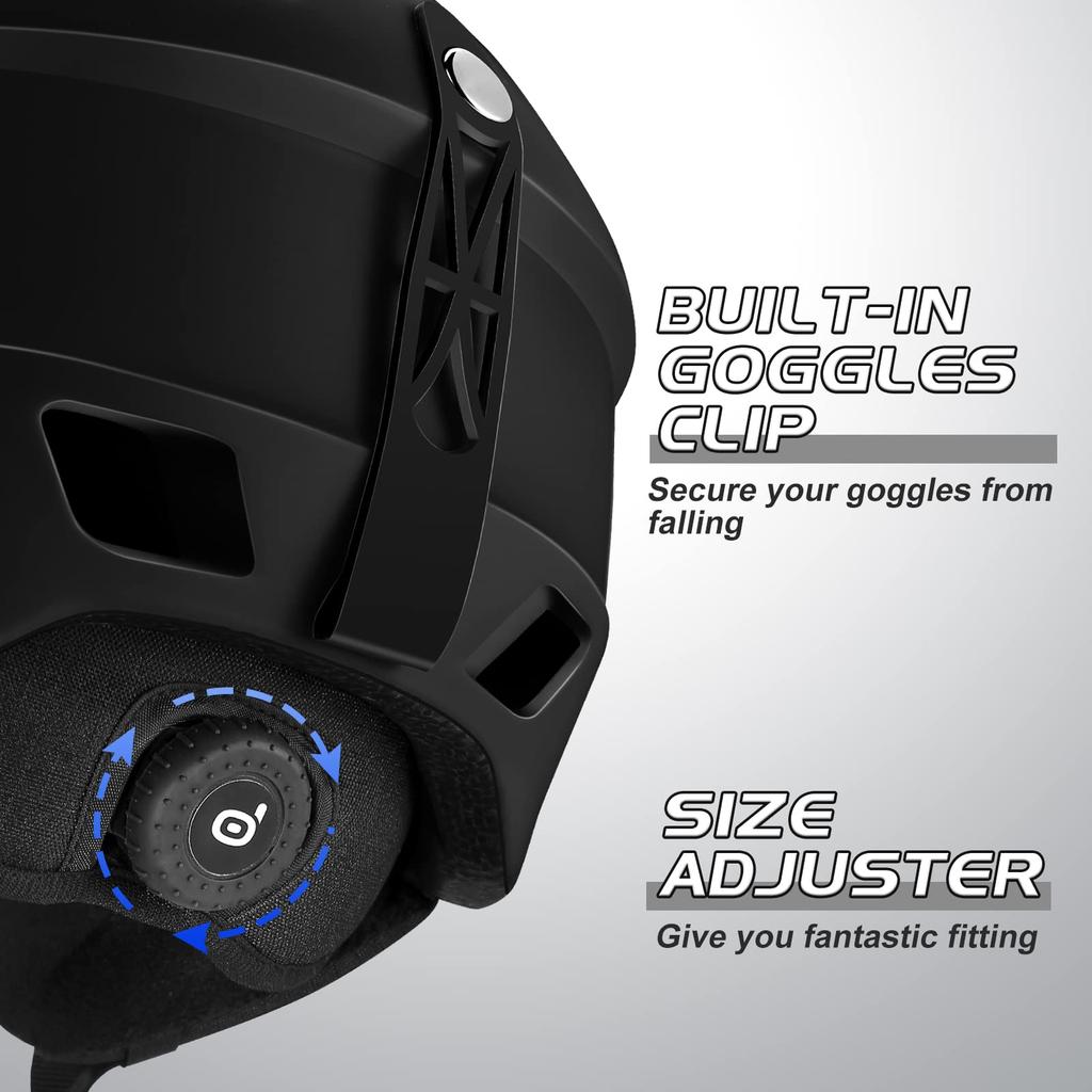 Комплект лыжного шлема Odoland со сноубордическими очками с регулировкой размера, двойной сферической линзой, защитой от ударов и УФ-излучения, и размера M, Очки, Шлем, Регулировка, Совместимый, Линза,