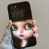 Dark Cute Girl Doll  Black Matte Phone Case For iphone 17 Air 16 15 14 13 12 11 Pro Max Plus Back Cover TPU Soft Case