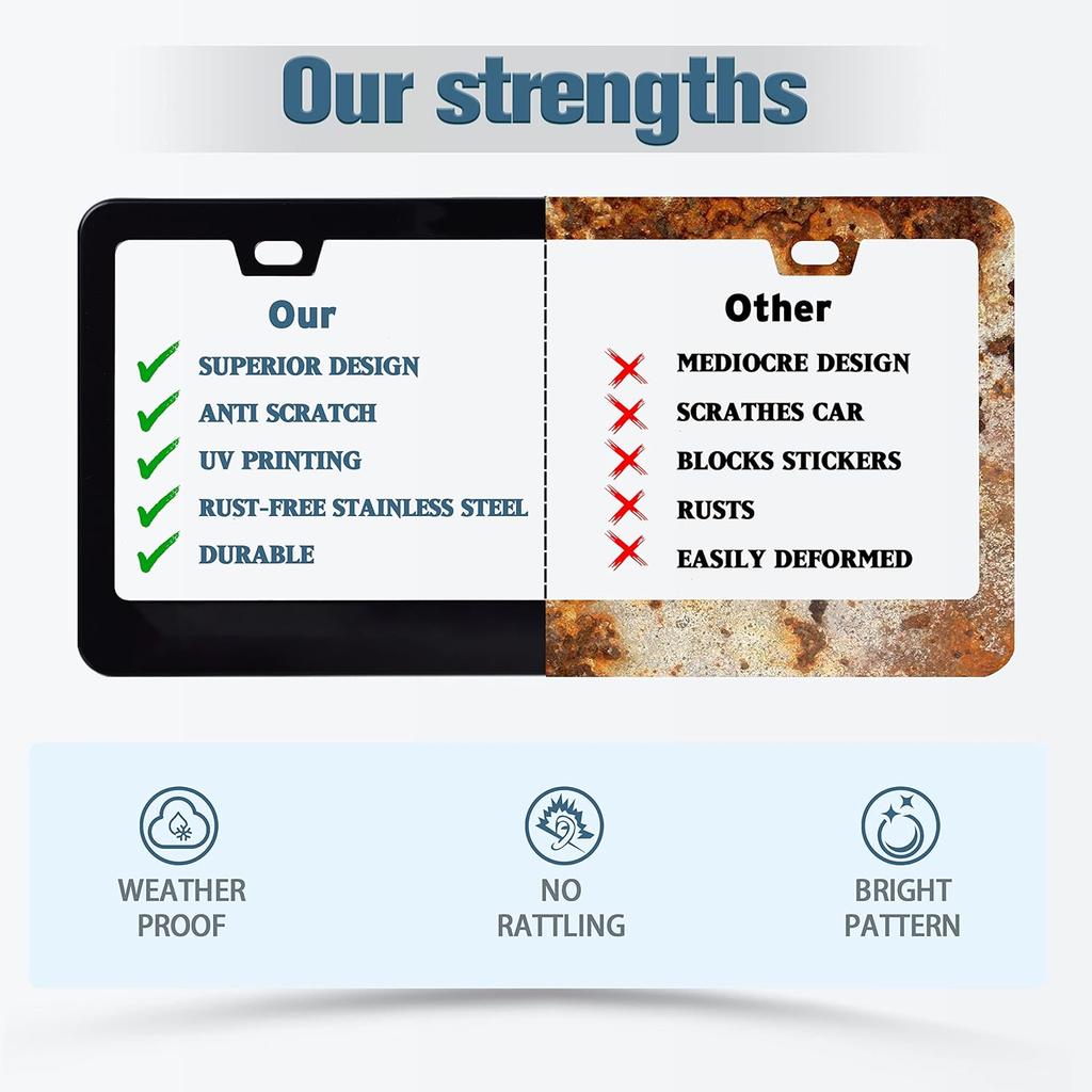 2 Pcs Grey Black Leopard Print License Plate Frame Cheetah License Plate Frames Personalise Stainless Steel Funny Design Compatible with Standard