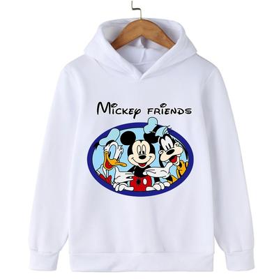 Милый детский свитшот с капюшоном с мультяшным дизайном Disney для мальчиков и девочек, осенне-зимний, для повседневной носки на улице, теплый и мягкий, спортивная одежда