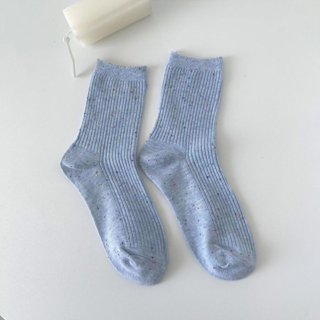 Женские весенне-летние простые хлопковые носки с точечным узором в студенческом стиле