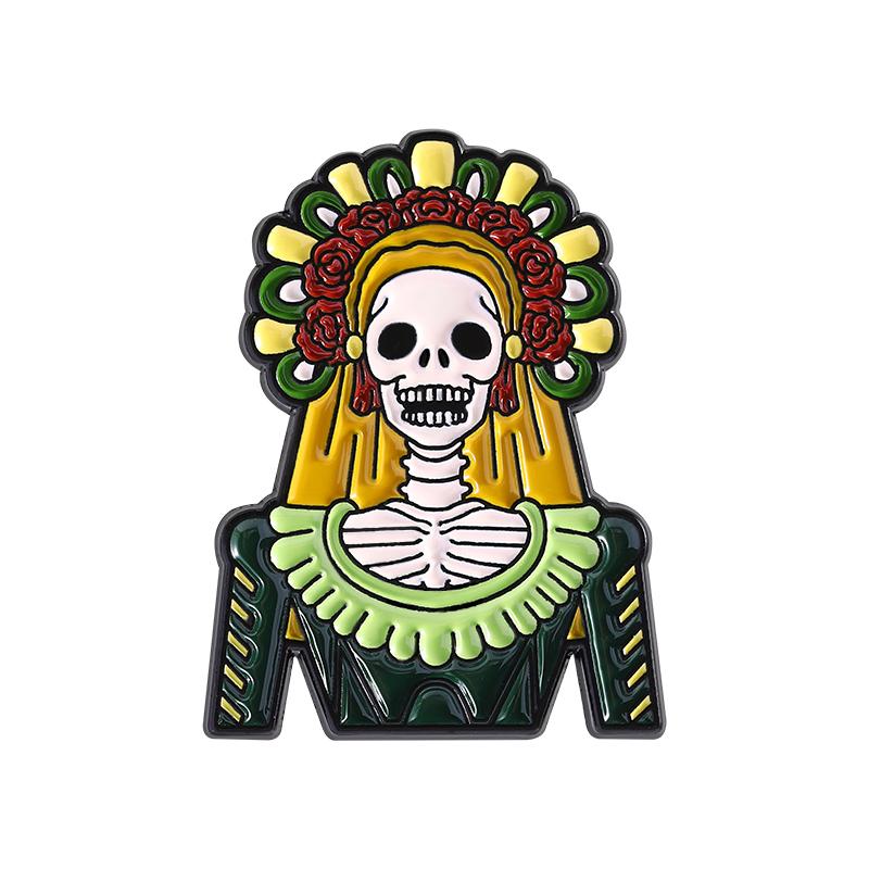 День Мертвых Скелет Кошка Катрина Эмалевые Значки De Los Muertos Мексиканский Фестиваль Броши Значок на Лацкан Украшения Подарки для Друзей