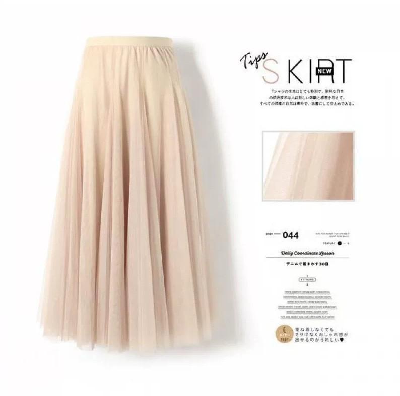 Womens Solid Pleated Elegant Midi Elastic Waist  Skirt