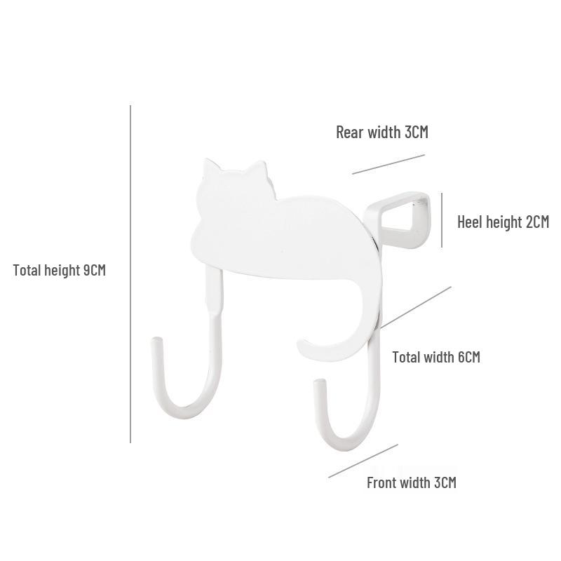 Кованый железный крючок в форме кошки над дверью - Без гвоздей, без клея
