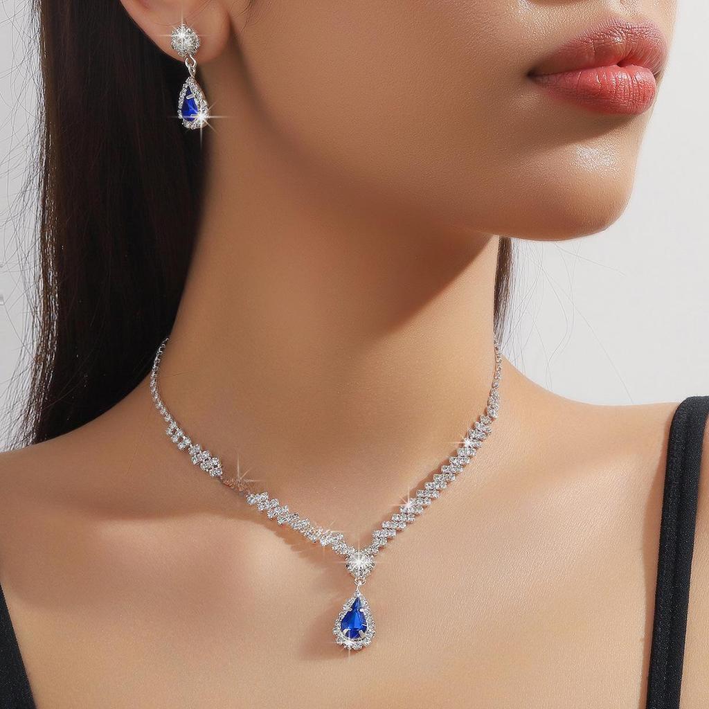 Роскошный комплект свадебных украшений: Женские серьги, ожерелье и браслет трио