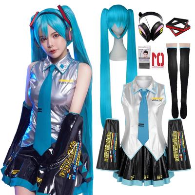 [Milky Time] Косплей Хатсунэ Мику на Хэллоуин VOCALOID Оригинальный костюм с париком (Наряд, Размер L)