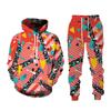 Spring And Autumn Fashion Men Tracksuit 2 Piece Hip Hop Tops and Pants Male Female Sweat Suits Fun Geometry Print Hoodies Suits
