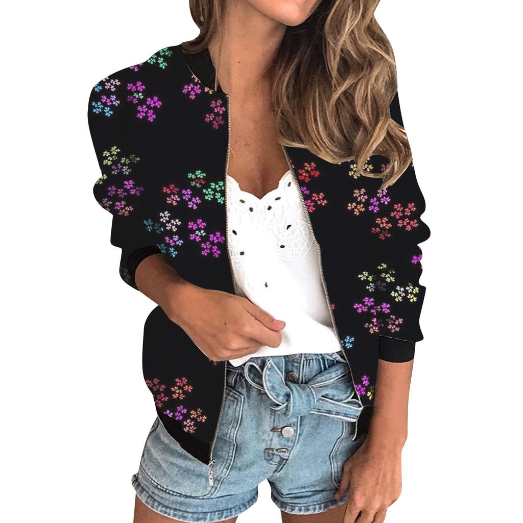 20256 autumn women's jacket zipper short 3D printing painted pattern women's fashion single item one generation