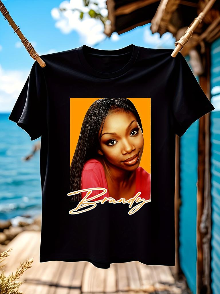 Графическая футболка Brandy - Белая футболка с оранжевым фоном