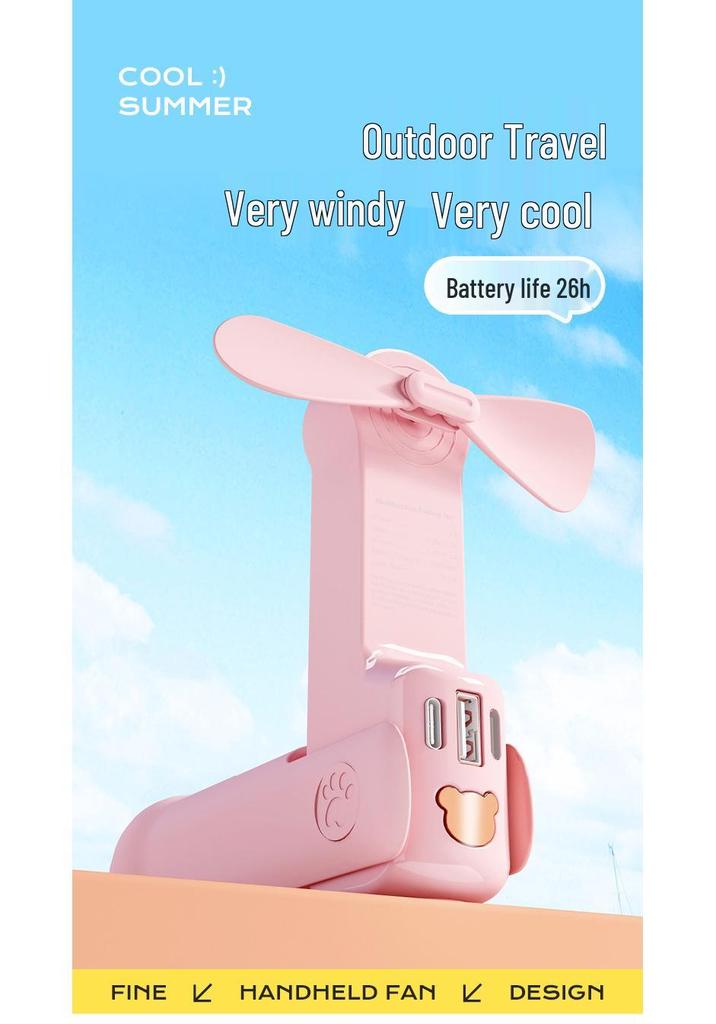 Portable Rechargeable Mini Handheld Fan - Foldable, Silent, Strong Wind for Travel and Office Use