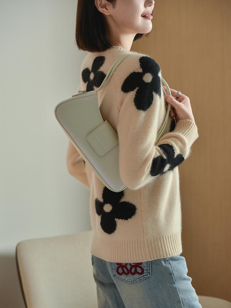 Женский кашемировый свитер Qinghe Cashmere 30% Кашемир 70% Шерсть Осенне-зимний кашемировый пуловер Мягкий и теплый