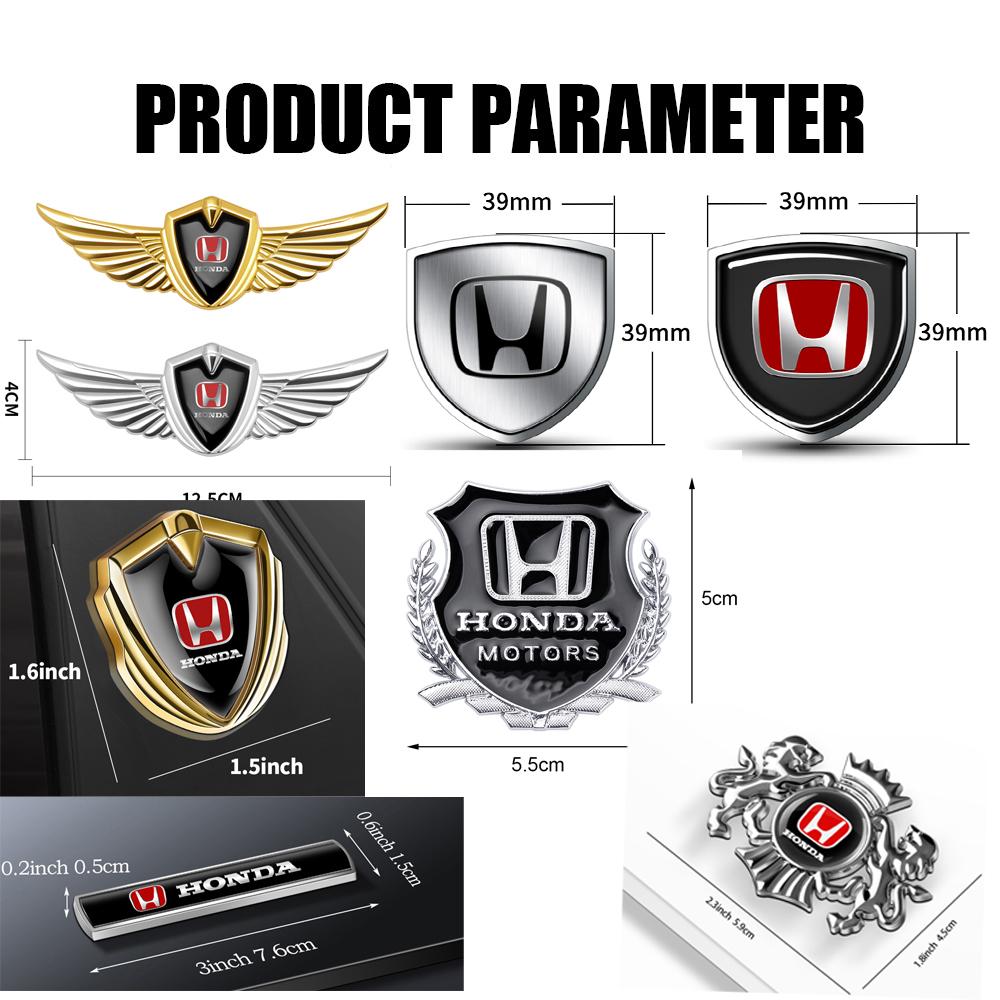 QLN2 3D Metal Car Body Fender Emblem Shield Stickers Decor Auto For Honda Type R S XR-V CR-V UR-V CR-Z Fit Mugen Power XR-V Pilot Crv