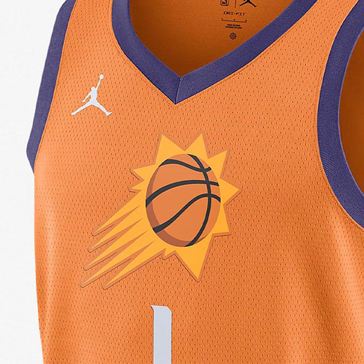 Jordan NBA Retro Ventilated Basketball Jersey Vest, Booker No. 1 Men Tops Orange CV9491-846