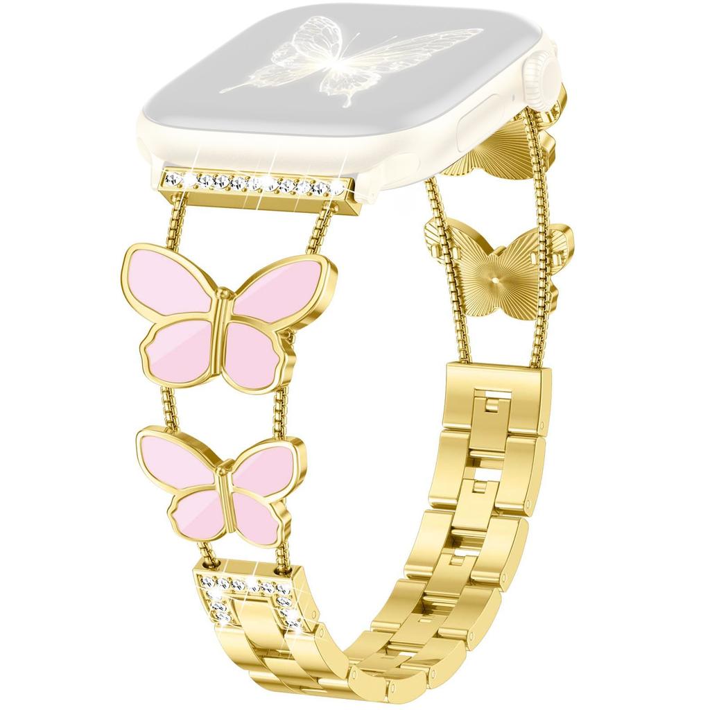 Zinc Alloy Bands For Apple Watch 10 Ultra 9 8 7 SE 6 5 4 3 2 1 46mm 49mm 45mm 44mm 42mm Double Butterfly Chain Strap