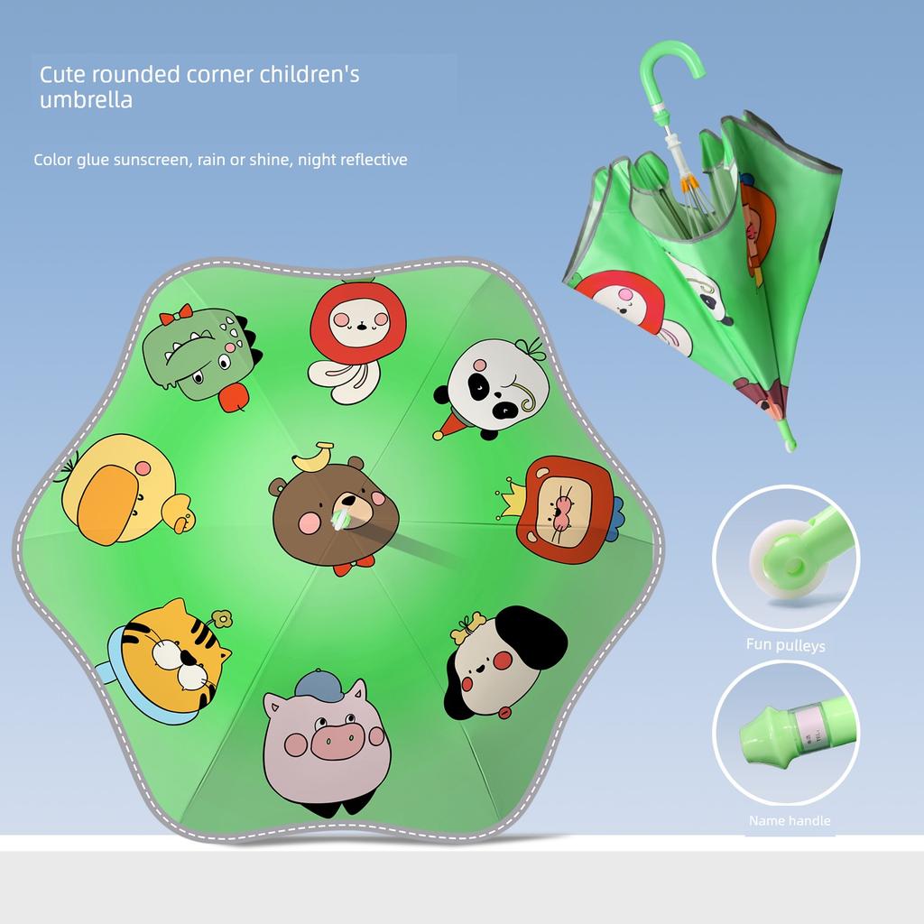 Children's Umbrella for Boys and Girls, Lightweight and Safe, with Rounded Corners, Suitable for Kindergarten, Dual-Use for Sun and Rain, Special