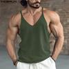 INCERUN Мужские топы на бретелях, повседневные, с V-образным вырезом, без рукавов, однотонные майки, камисоль