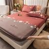 Classic Floral Pattern Fitted Sheet Set 100% Cotton Thickened Fitted Sheet Soft Skin-friendly Mattress Cover with 2 Pillowcases
