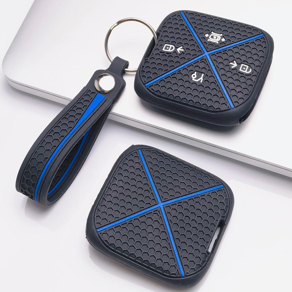 Silicone Smart Key Cover for Zeekr Zeekr 001 Zeekr 009 Zeekr X Zeekr 007 with Keychain Honeycomb Texture Non Slip Grip Remote Key Case Protector