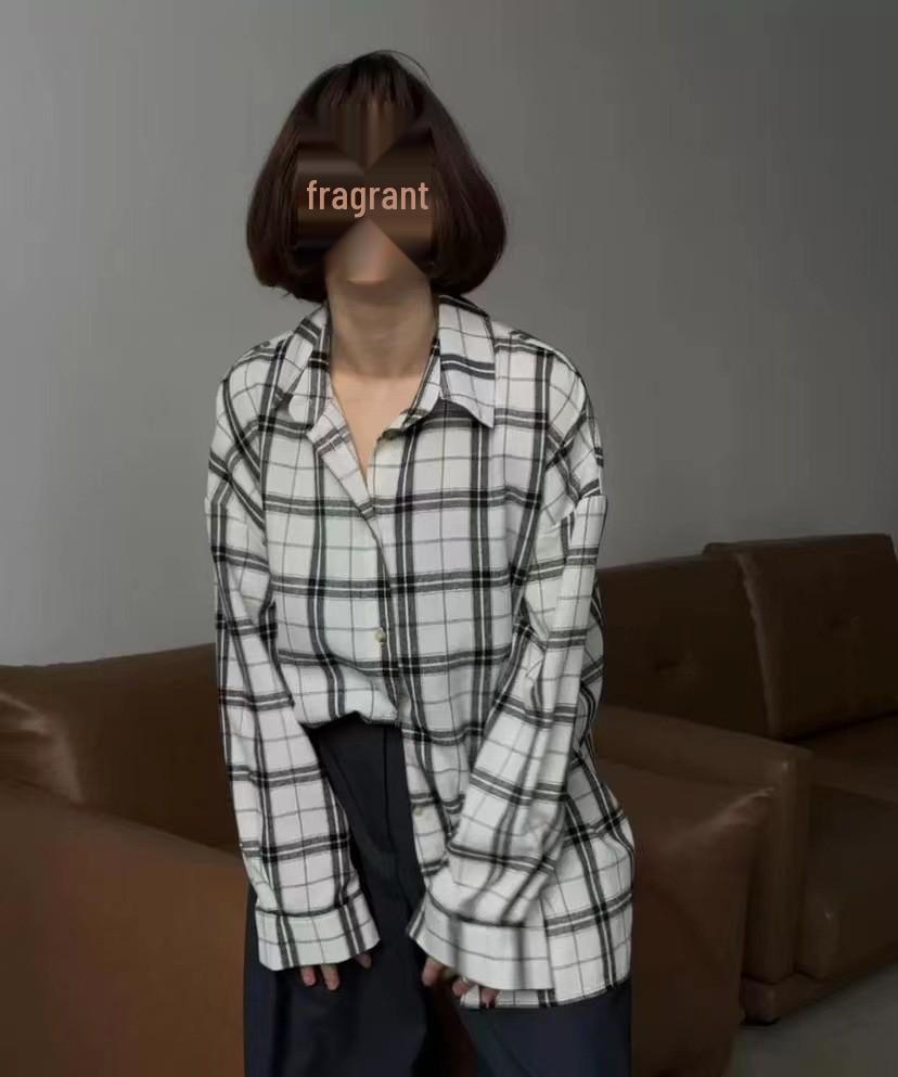 2024 Ретро Клетчатая Свободная Рубашка: Модный весенне-осенний стиль для женщин