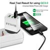 QC3.0 Multi-Port Travel Charger: 3 USB, Fast Charge 5V/9V/12V, 2.4A, US/EU Specs