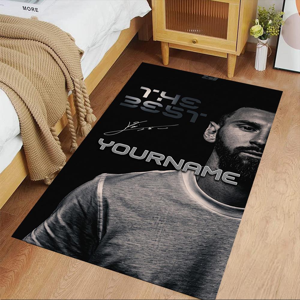 Messi Personalized Name Carpet Suitable for Hallway Game Room Dormitory Balcony Anti-slip Rug Decorate Offices Wedding Party Gift