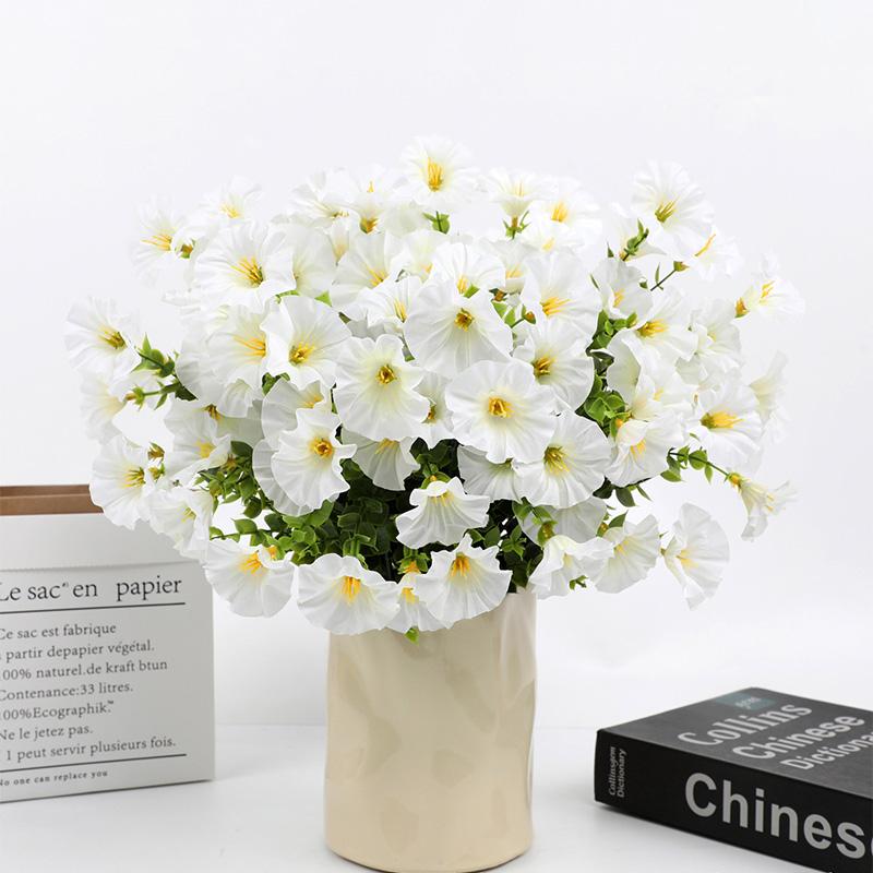 4 пучка искусственных цветов для улицы, поддельные цветы, реалистичный бонсай-кустарник, садовый домашний декор, ипомея, яркие