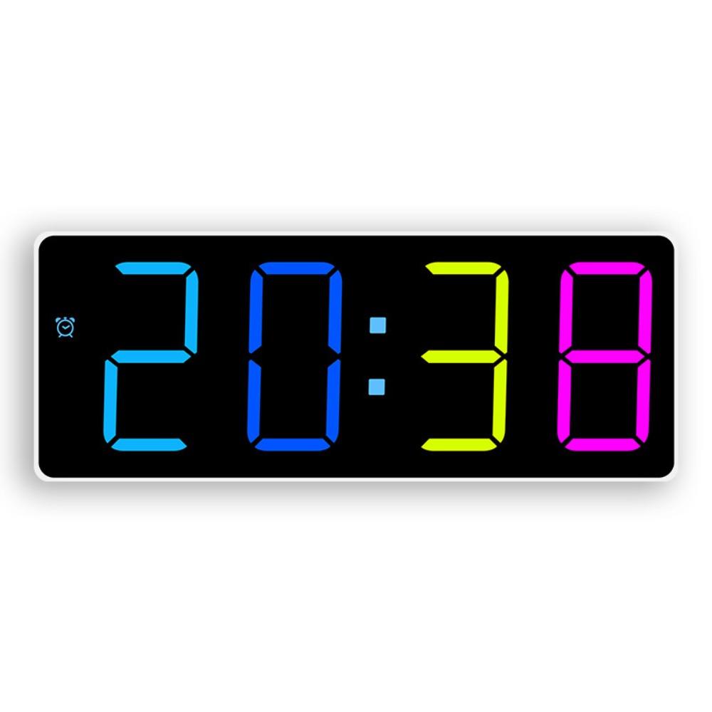 RGB Colorful Alarm Clock LCD Display 4 Digitals LED Digital Clock with Temperature Date Adjustable Brightness Electronic Clock