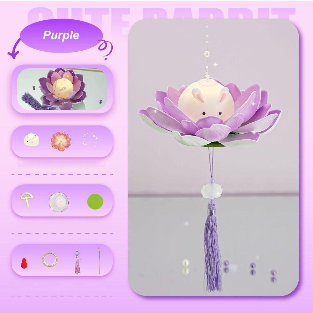 Glowing Mid-Autumn Festival Lantern DIY Holiday Decoration New Lotus Rabbit Lamp