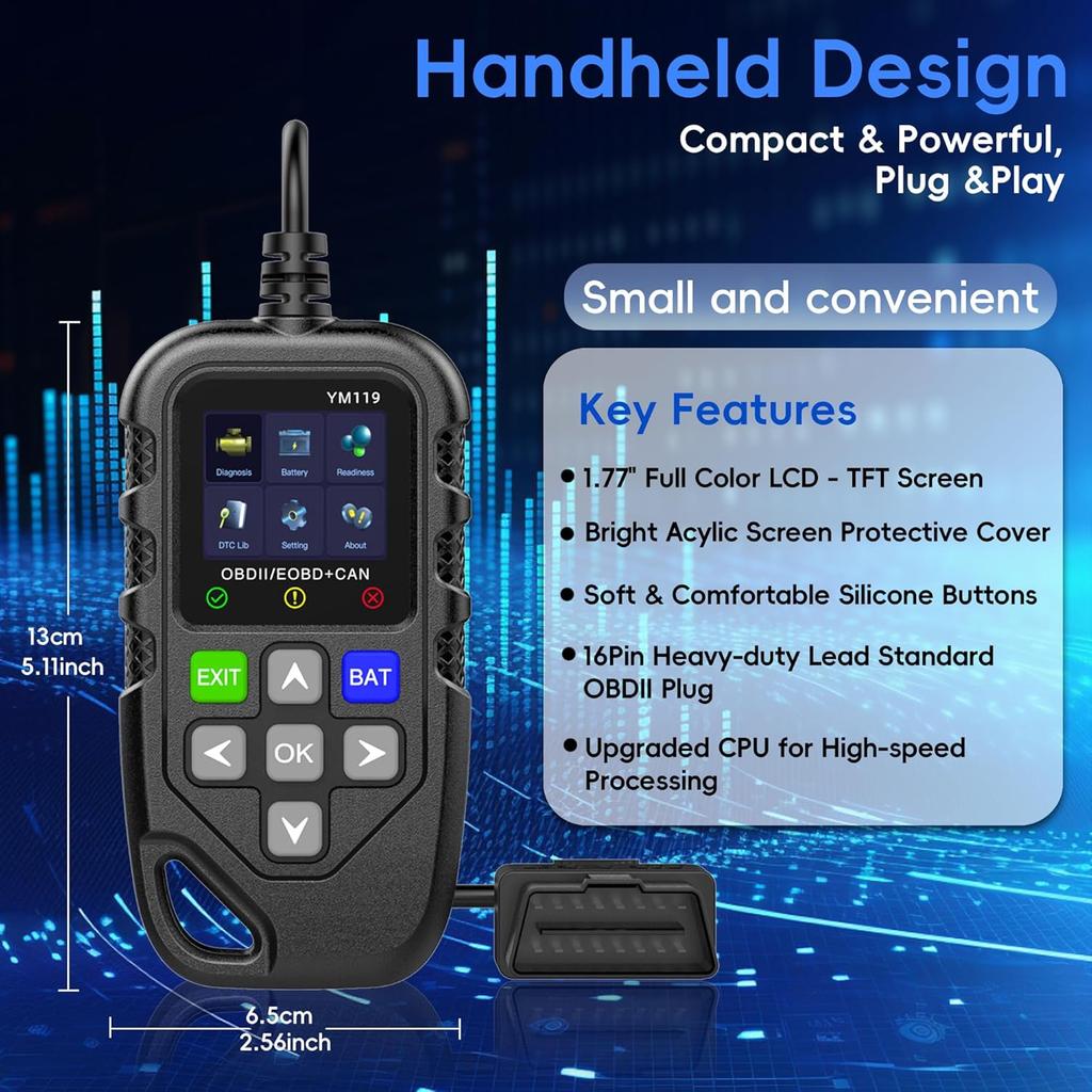 Диагностический сканер OBD2, улучшенный считыватель кодов Check Engine со сбросом OBDII/EOBD, диагностические сканеры CAN для всех транспортных средств после 1996 года