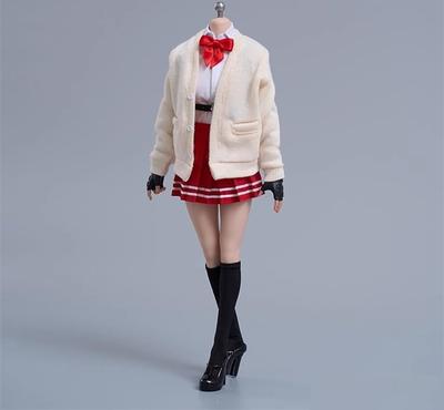 [TOYBARJAPAN] Набор фигурок в масштабе 1:16: CDToys CD062 Школьная Девочка Мода Матроска Студенческий Кардиган, Костюм с Юбкой, Чулки и Обувь (Тело и