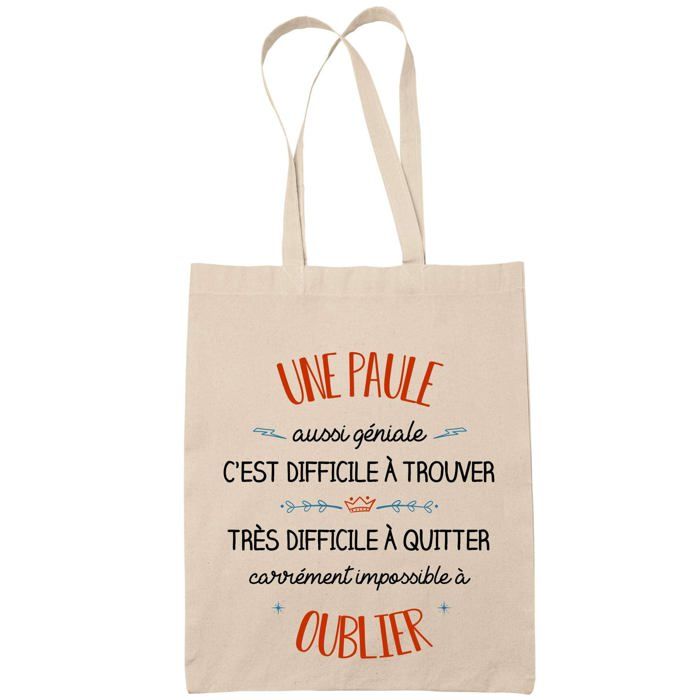 Tote bag - PLANETEE - Design « Une Paule Aussi Géniale » - Coton Fairtrade - Beige - Imprimé en France