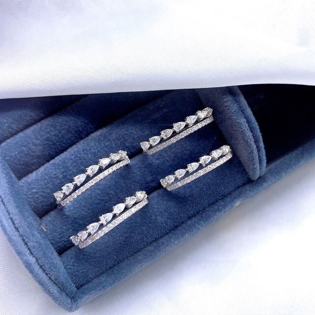 Кружевное двухслойное кольцо из циркония для женщин Niche Diamond Set Hollow Flower Ring Jewelry