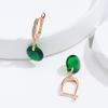 Новая зеленая натуральная циркониевая длинная серьга для женщин, модная, простая, изящная бижутерия, круглая серьга-подвеска из розового золота, аксессуары