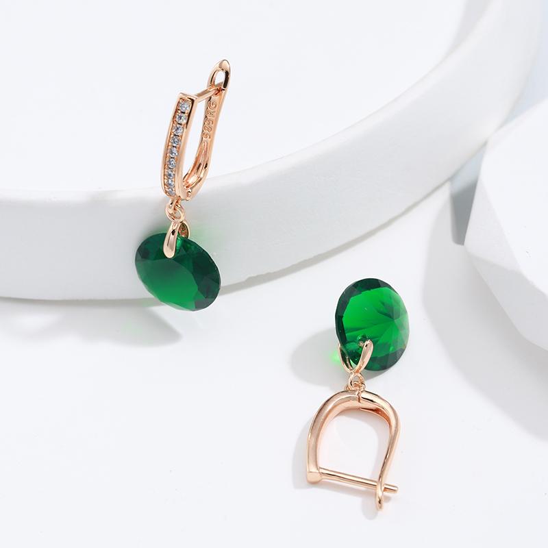 Новая зеленая натуральная циркониевая длинная серьга для женщин, модная, простая, изящная бижутерия, круглая серьга-подвеска из розового золота, аксессуары