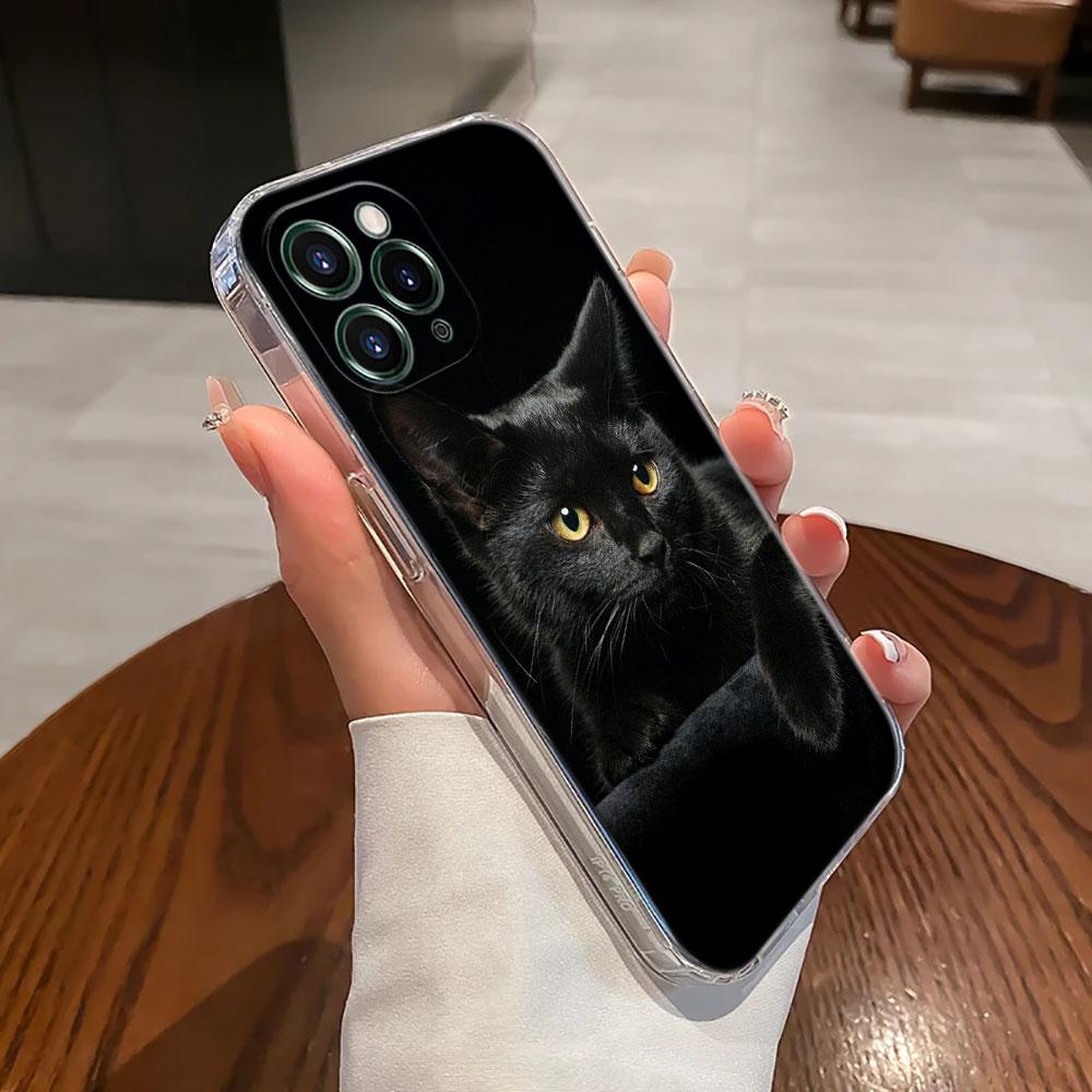 Милый кот Привет Чехол Для Apple iPhone 17 16 15 14 13 12 11 Pro Max 16 Plus 16E 17Air 17Pro Чехол для телефона Силиконовый Funda Черные коты