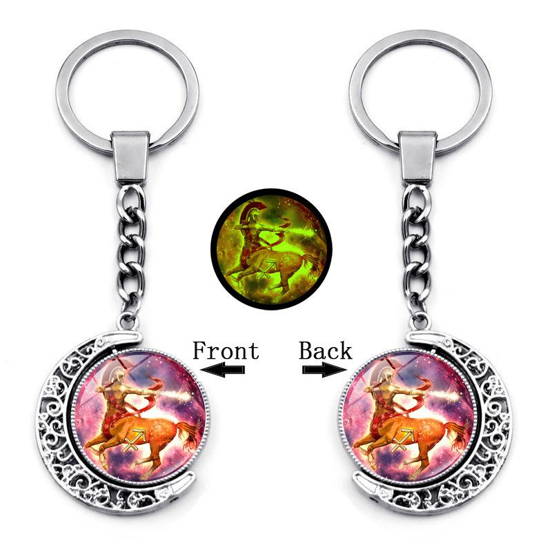 Светящийся Кулон-брелок с Двенадцатью Созвездиями, Вращающийся Кулон с Луной, Металлический Брелок, Подвесной Подарок