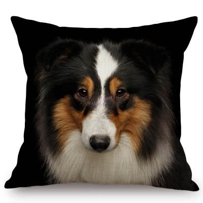 Black Background Dog Puppy Portrait Vizsla Husky Shepherd Shibu Cute Sofa Pillow Case Home Decorative Cotton Linen Cushion Cover