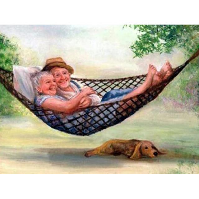 DIY 5D Алмазная картина Старая пара Мозаика Полный круглый стразы Алмазная вышивка