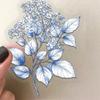 50Pcs/Set Blue Line Art Flowers PET Stickers Waterproof DIY Fashion Doodle Decals Stickers