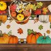 Дорожка для стола на День благодарения с принтом тыквы и подсолнуха, устойчивая к пятнам, многоразовая защита стола, украшение