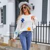 Autumn and Winter Women's Pullover Long Sleeve Floral Sweater Big Size Loose Round Neck Sweater