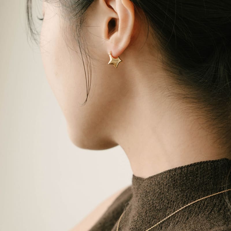 TORTOISE [Silver925] Jarve Star Huggie Earrings (#silver#gold)