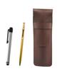Чехол для ручки из зернистой коровьей кожи шоколадного цвета, металлическая сенсорная панель серебристого цвета и тонкая шариковая ручка золотистого цвета в наборе из 60 штук SASTYO-ALST-SV60KBP