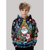 New Hot Sale Kids' Christmas Hoodie: Santa Claus & Tree Long-Sleeve Top, Autumn/Winter Party Gift For Parties and Play